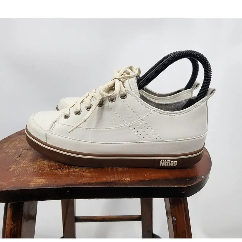 Fitflop White Leather Comfort Casual‎ Sneakers Women's Size 5 Style 114-089
